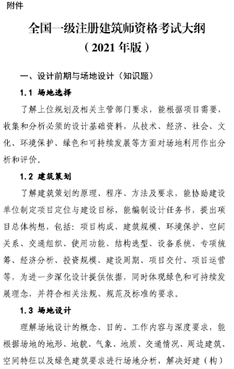 大事件！9門變6門！一級(jí)注冊(cè)建筑師考試大綱（21版）發(fā)布，2023年執(zhí)行！